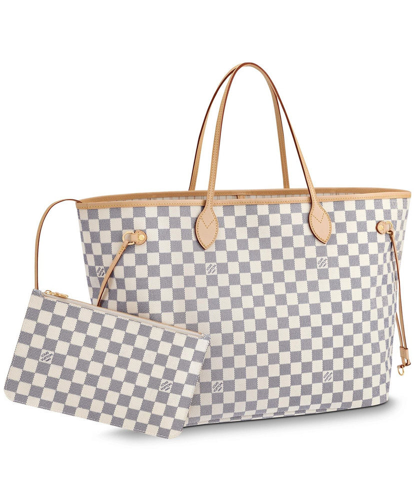 Louis Vuitton Damier Canvas Neverfull Tote White GM Replica Bags and