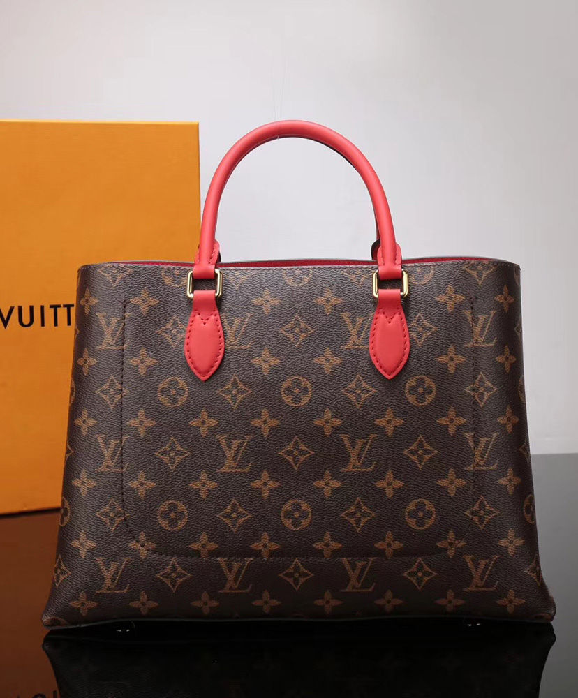 Louis vuitton flower tote red replica bags and shoes online store
