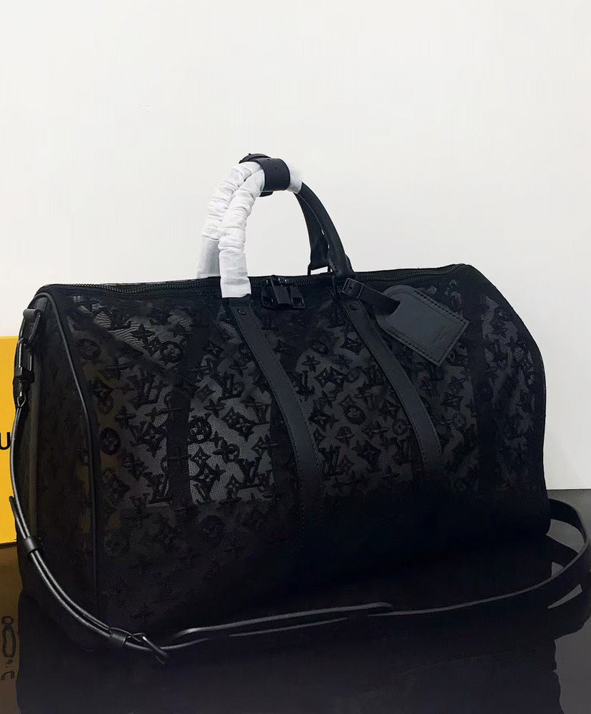 louis vuitton keepall bandouliere monogram mesh 50 black