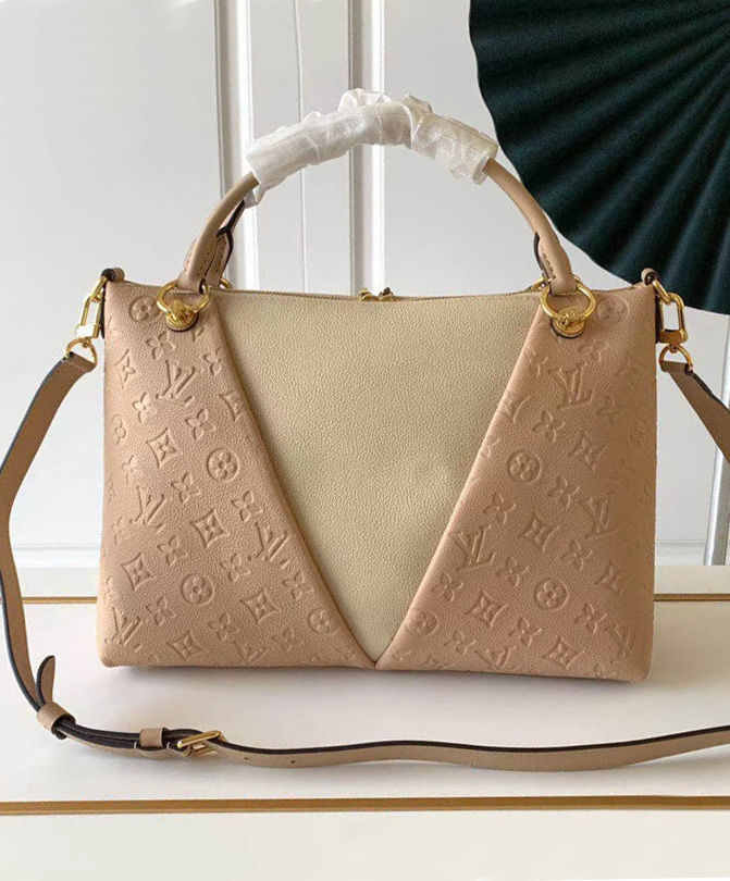 Louis Vuitton V Tote MM Apricot Purse - Image 3