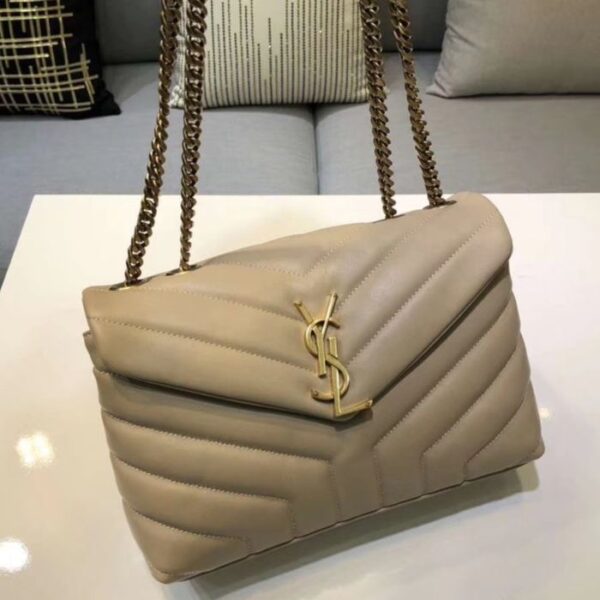 Saint Laurent Small Loulou Bag In Y Quilted Leather Apricot