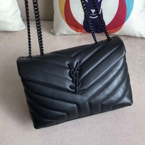 Saint Laurent Small Loulou Bag In Y Quilted Leather Black