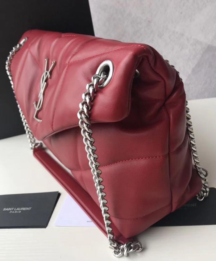 Saint Laurent Loulou Puffer Small Bag In Quilted Lambskin Red ...