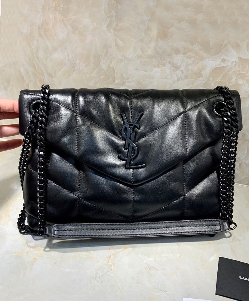 ysl puffer small pouch in quilted lambskin