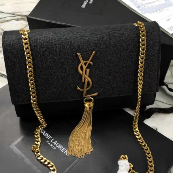 YSL Classic Medium Kate Monogram SAINT LAURENT Tassel Satchel Black