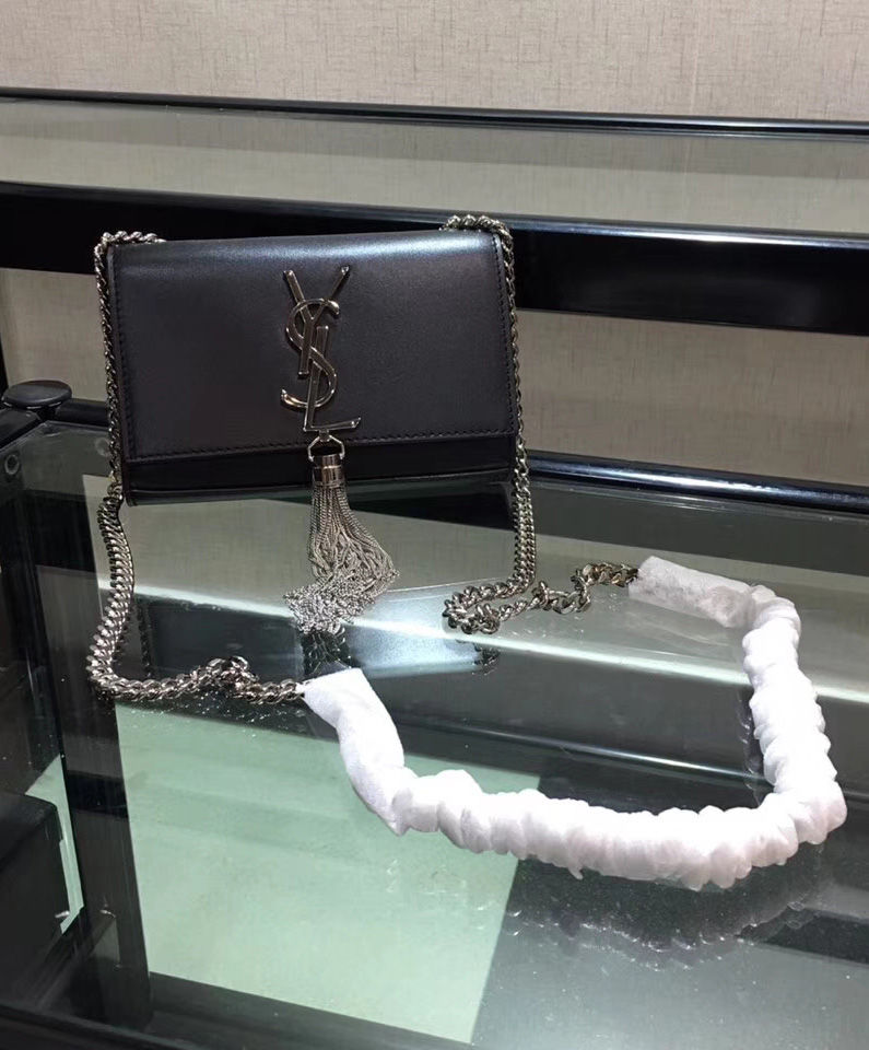 Saint Laurent Kate Monogram Ysl Small Tassel Shoulder Bag Black