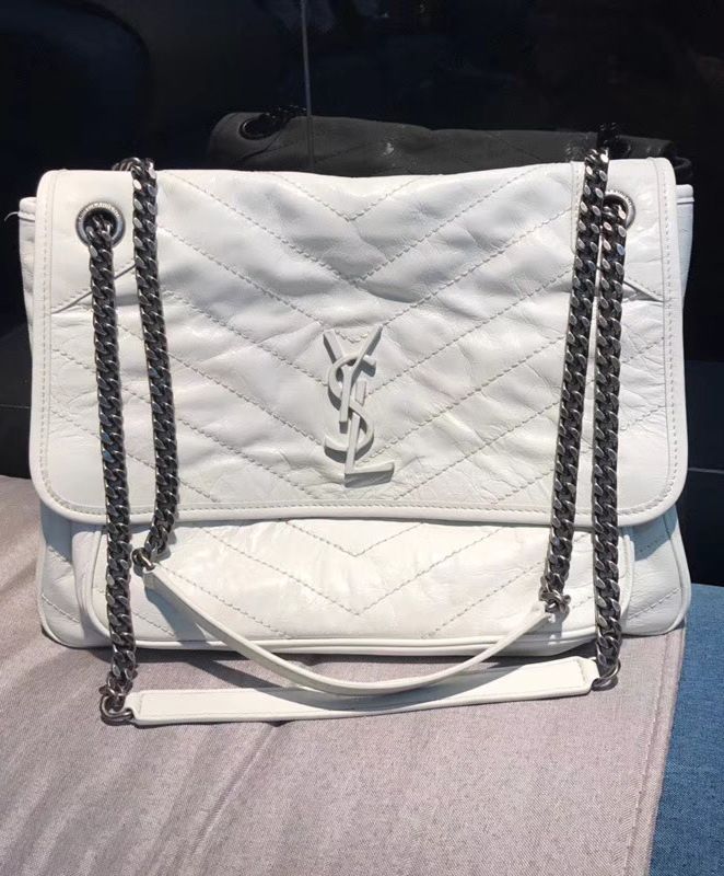 Saint Laurent Large Niki Chain Bag White