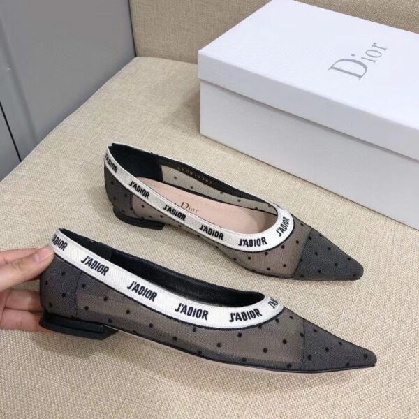 Christian Dior Black And Nude J'adior Ballerina Plumetist Flat Black