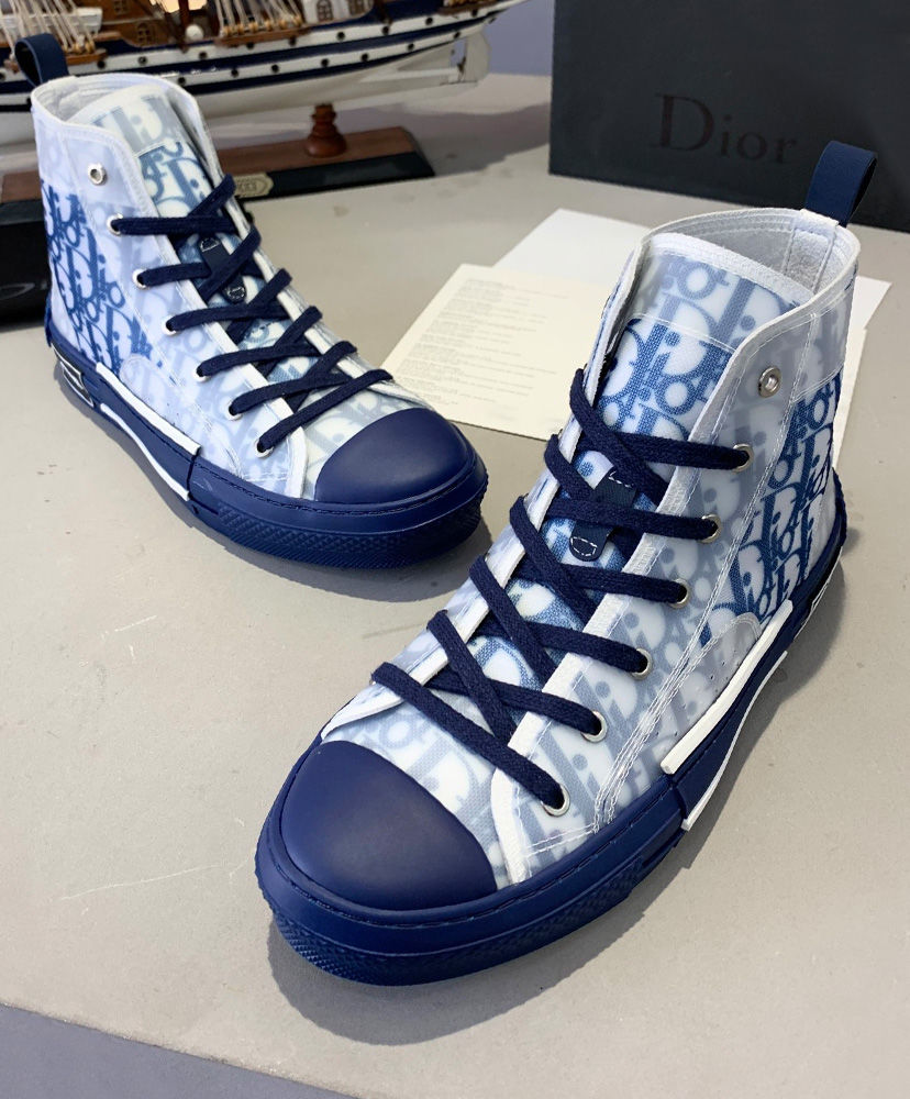 ChristIan Dior B23 High-Top Sneaker In Blue Dior Oblique - AlimorLuxury