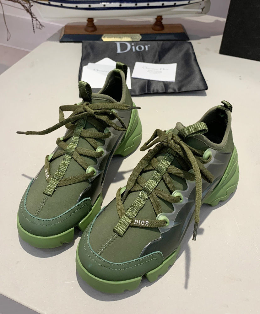 Christian Dior Indigo Blue D-Connect Neoprene Sneaker Dark Green - Image 3