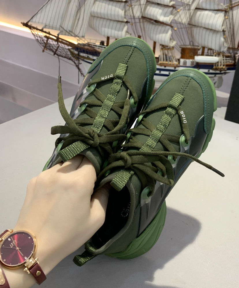 Christian Dior Indigo Blue D-Connect Neoprene Sneaker Dark Green - Image 6