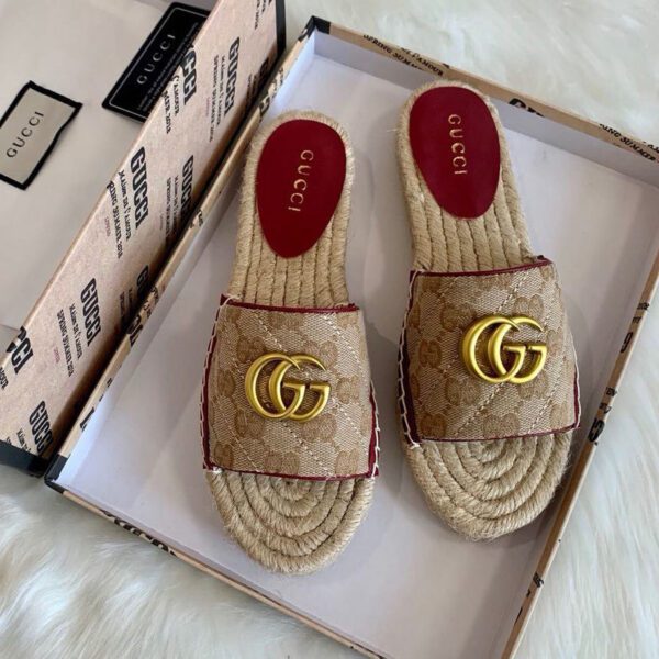 Gucci Women's GG Matelasse Canvas Espadrille Sandal 620120 Red