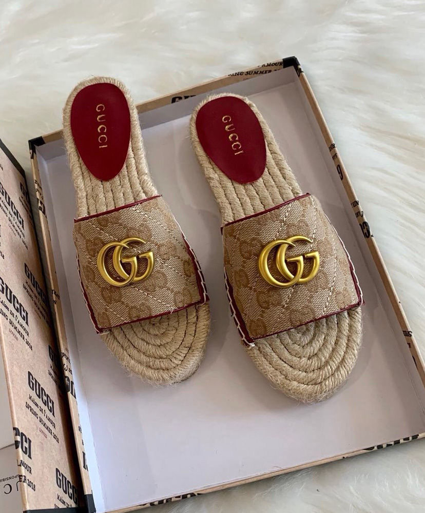 Gucci Women's GG Matelasse Canvas Espadrille Sandal 620120 Red - Image 3