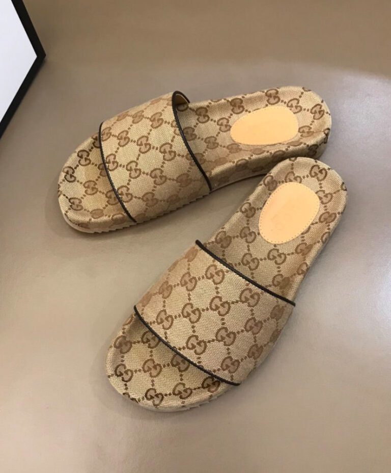 Gucci Men's GG canvas slide sandal Apricot - AlimorLuxury