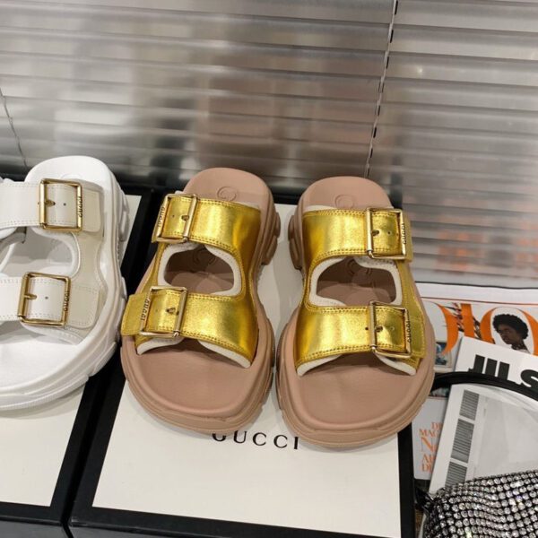 Gucci Women's Leather Slide 602177 Golden