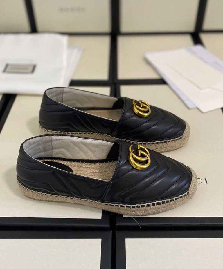 gucci leather espadrille with double g