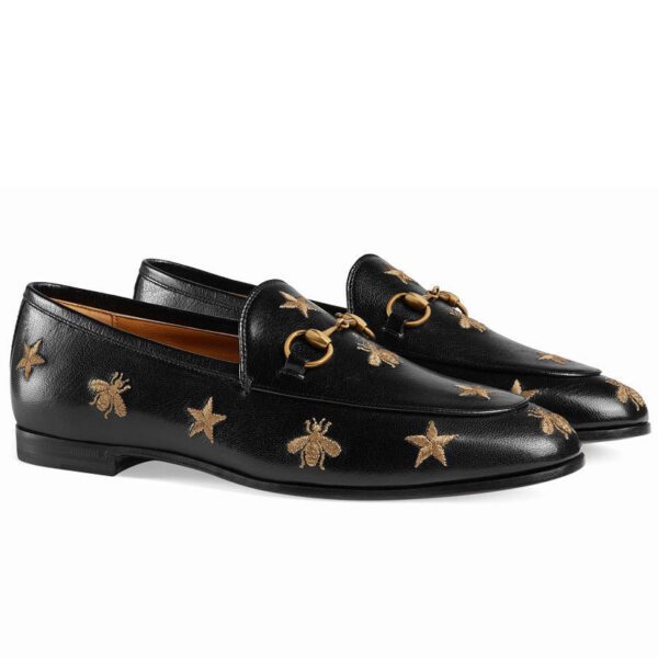 Gucci Women's Jordaan embroidered leather loafer 505281 Black