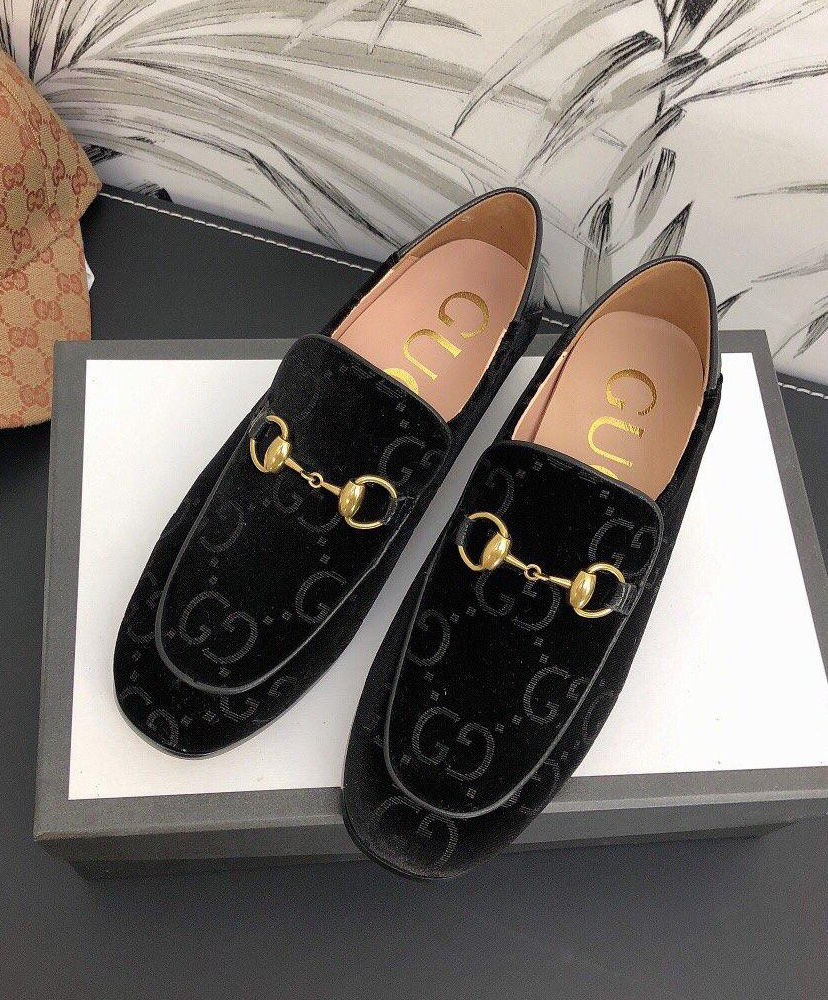 Gucci Women’s Horsebit GG velvet loafer with crystals 522698 Black ...