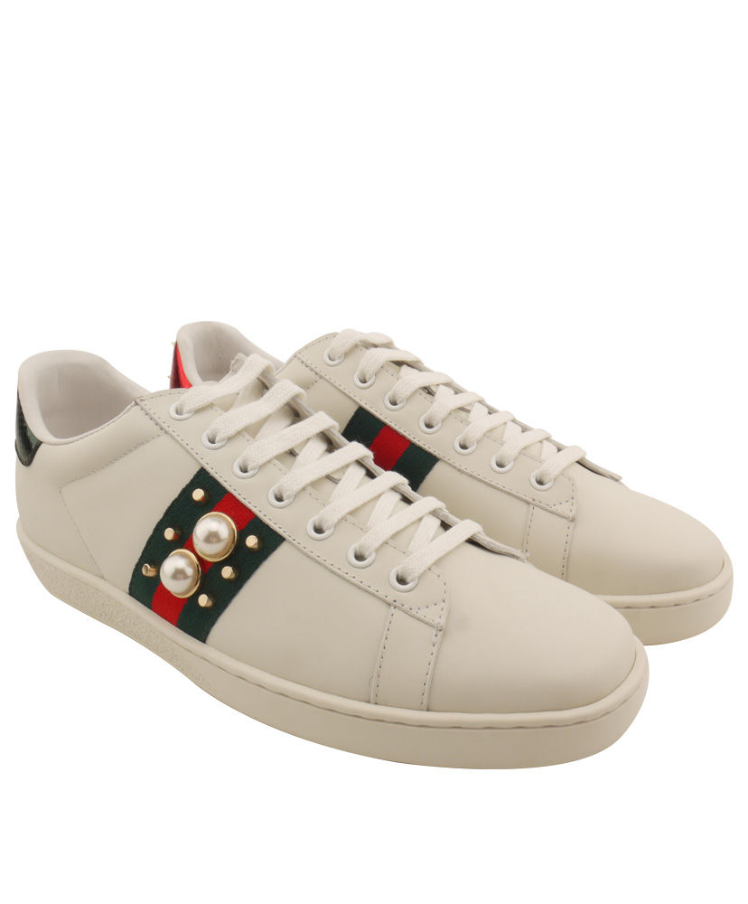 Gucci Women's Ace studded leather sneaker 431887 White - Replica Bags ...