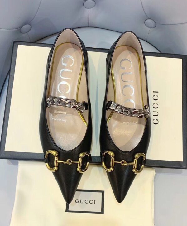 gucci ballet flats with chain and horsebit