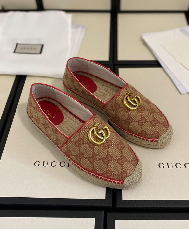 Gucci Womens GG matelasse canvas espadrille Red 
