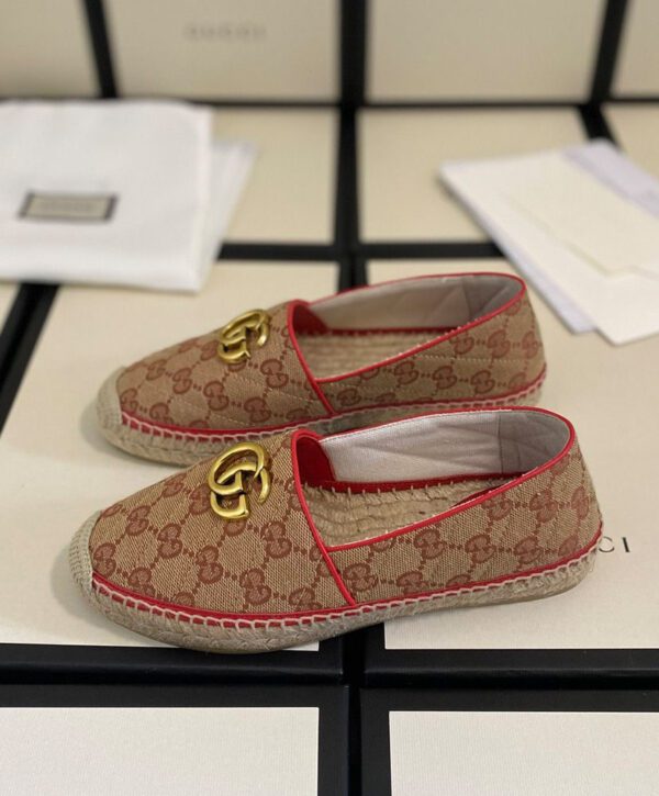 Gucci Womens GG matelasse canvas espadrille Red 