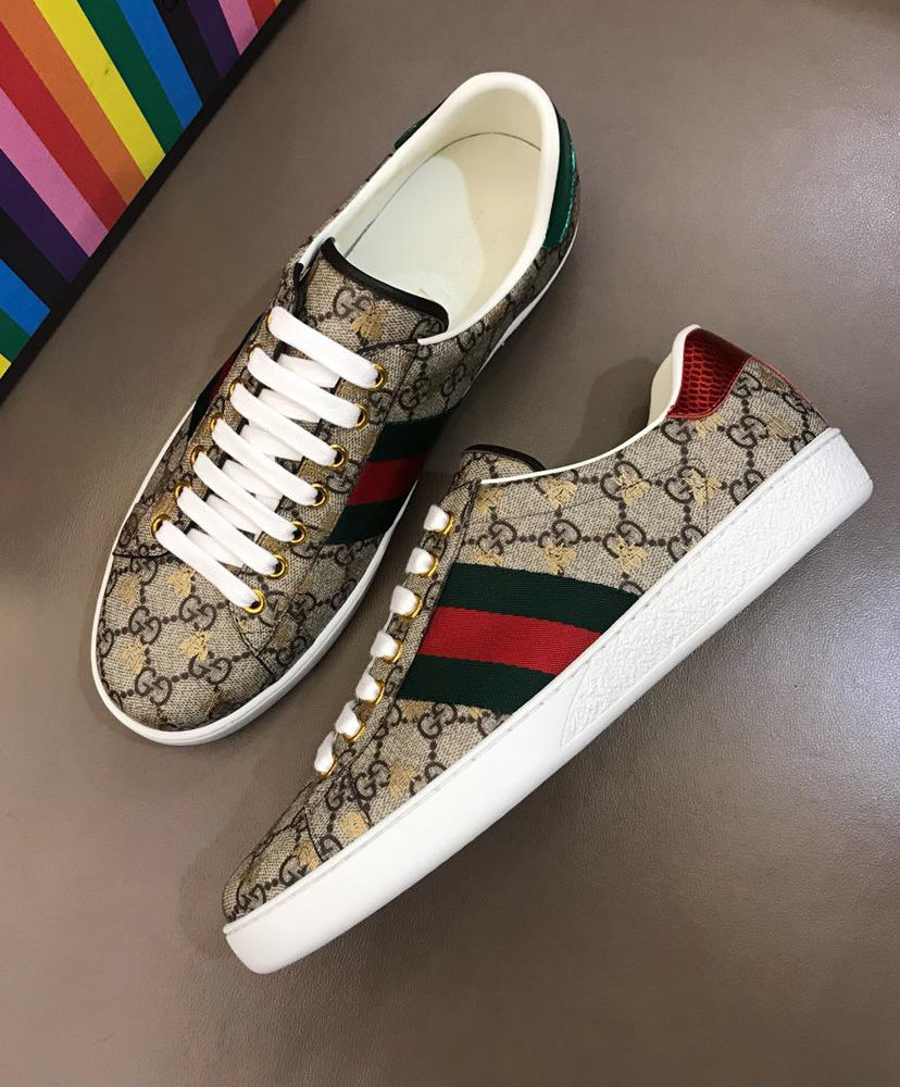 Gucci Unisex Ace GG Supreme bees sneaker 548950 Coffee - Image 4