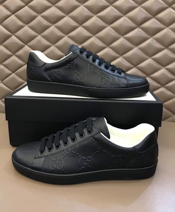 Gucci Unisex Ace GG embossed sneaker Black - AlimorLuxury