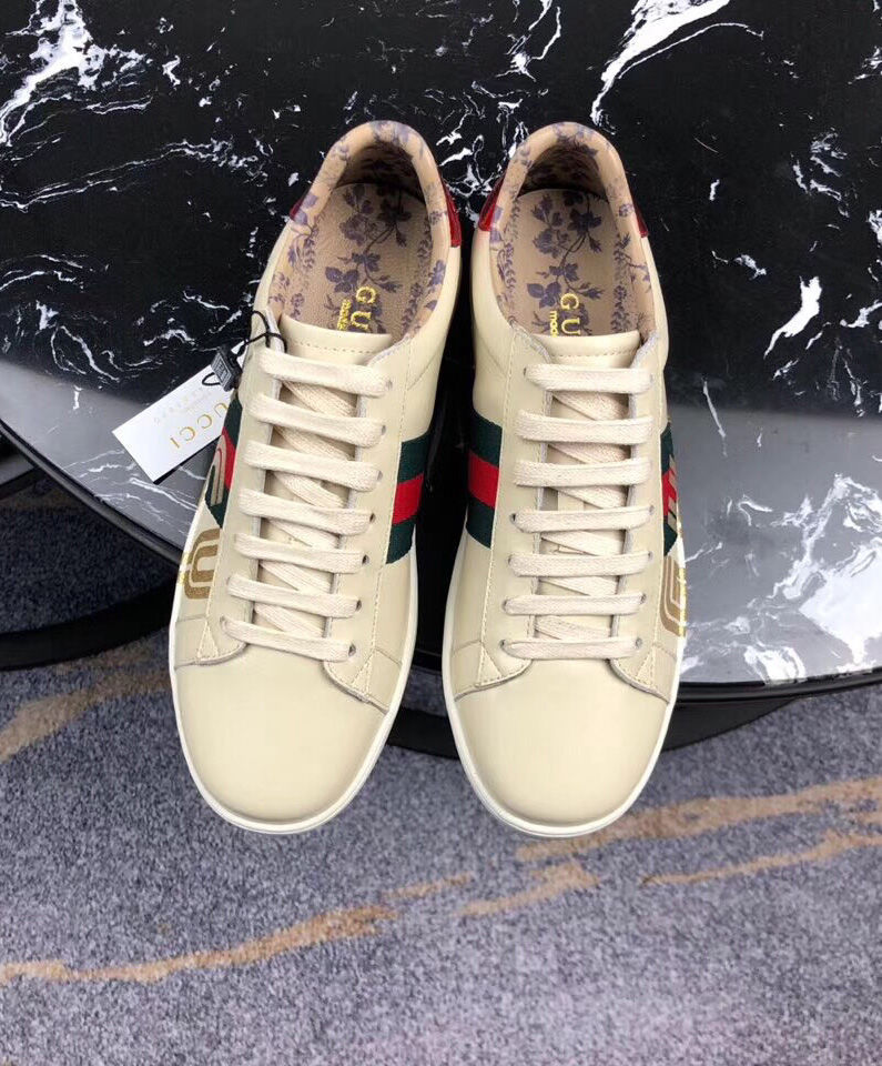 Gucci Unisex Ace sneaker with Guccy print Cream - Replica Bags and ...