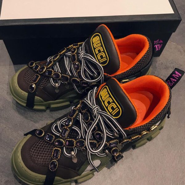 Gucci Women's Flashtrek sneaker with removable crystals 537133 Green