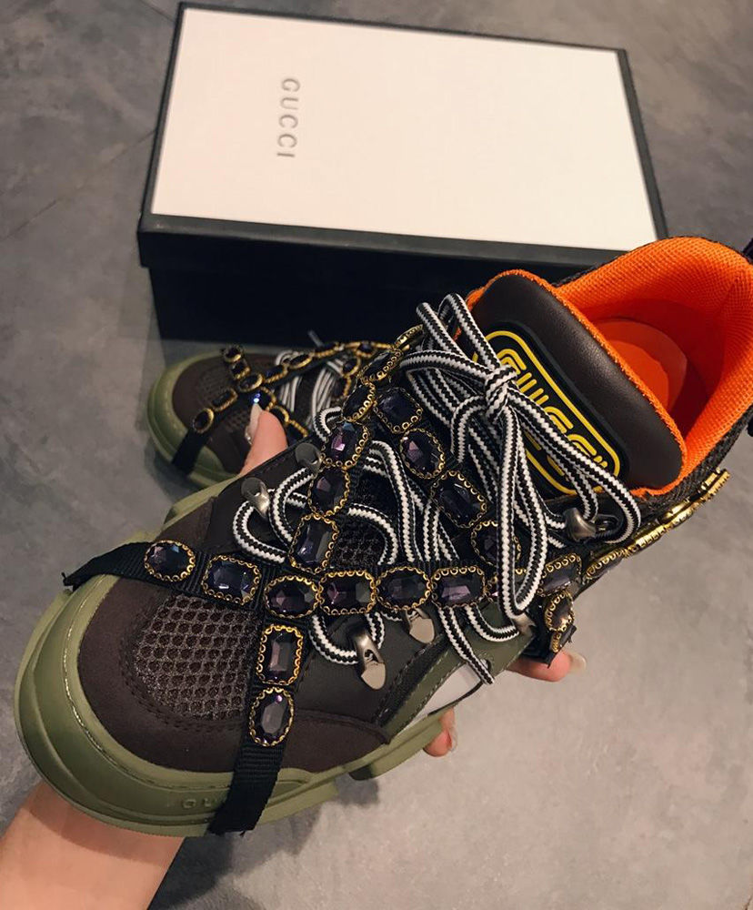 Gucci Women's Flashtrek sneaker with removable crystals 537133 Green - Image 2