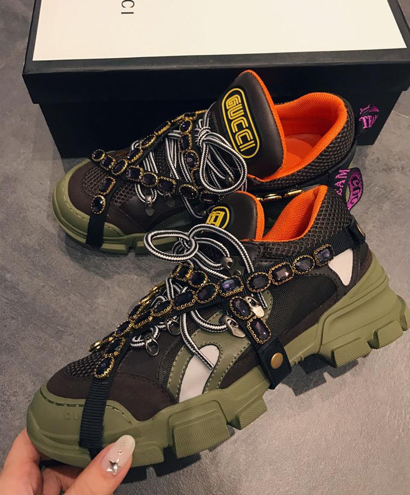 gucci flashtrek sneakers green