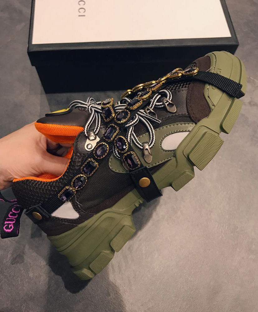 Gucci Women's Flashtrek sneaker with removable crystals 537133 Green - Image 4