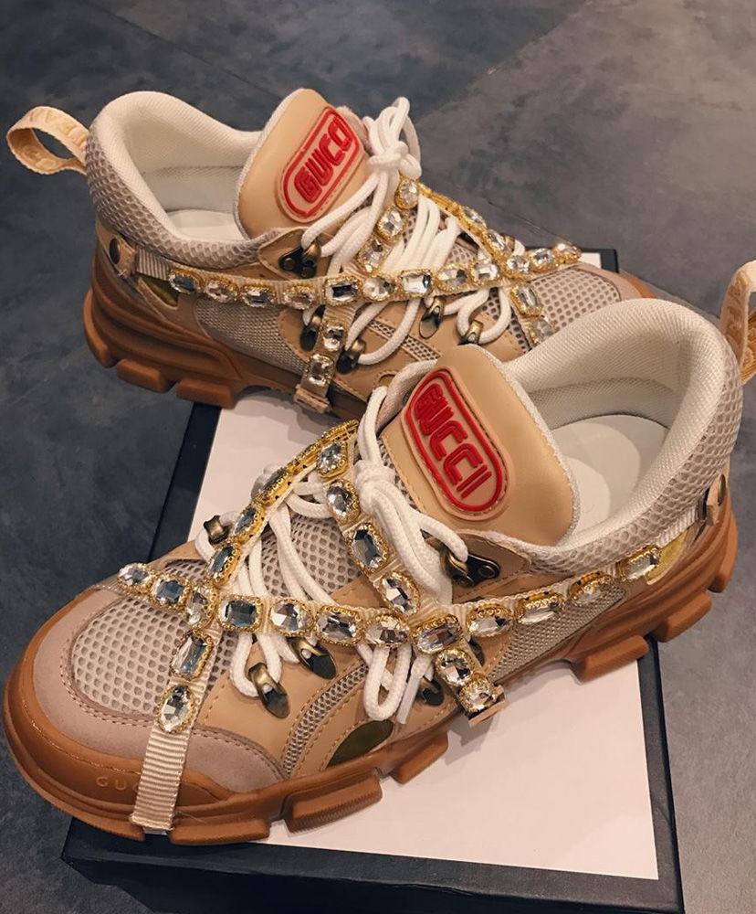 Gucci Women's Flashtrek sneaker with removable crystals 540688 Apricot - Image 2