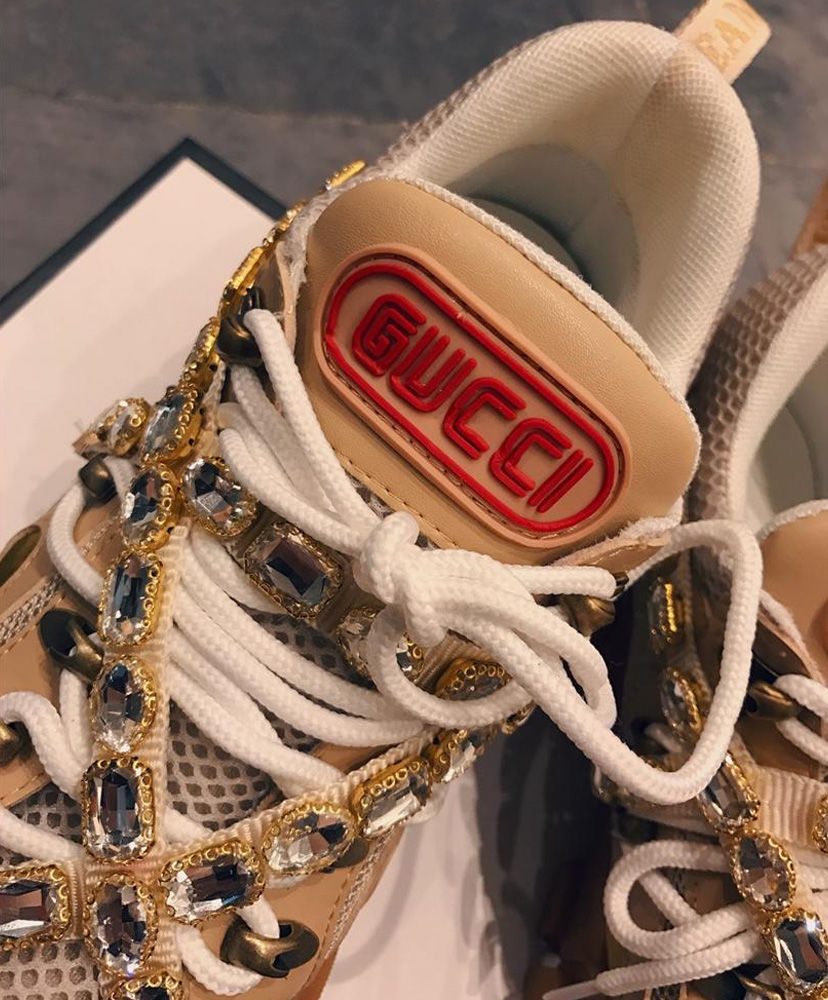 Gucci Women's Flashtrek sneaker with removable crystals 540688 Apricot - Image 5