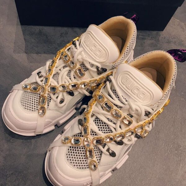 Gucci Women's Flashtrek sneaker with removable crystals 541445 White