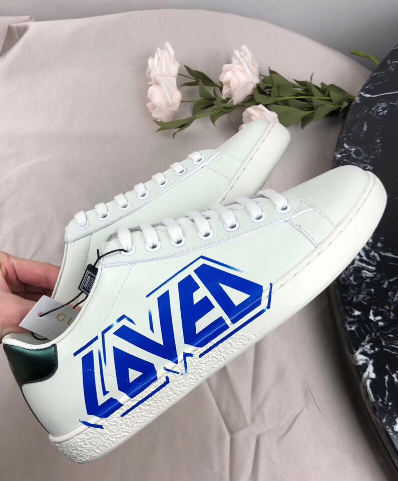 Gucci Unisex Ace series Loved printed sneakers White - Image 4