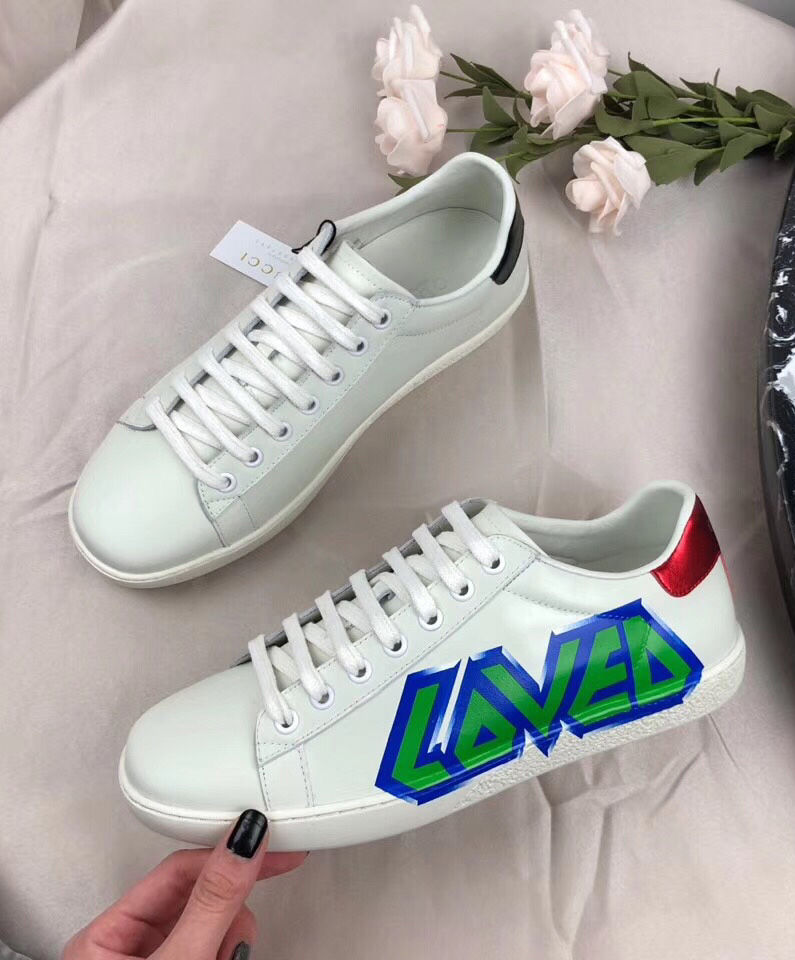 Gucci Unisex Ace series Loved printed sneakers White - Image 5