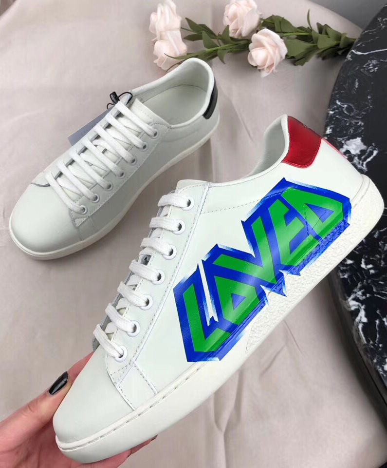 Gucci Unisex Ace series Loved printed sneakers White - Image 6