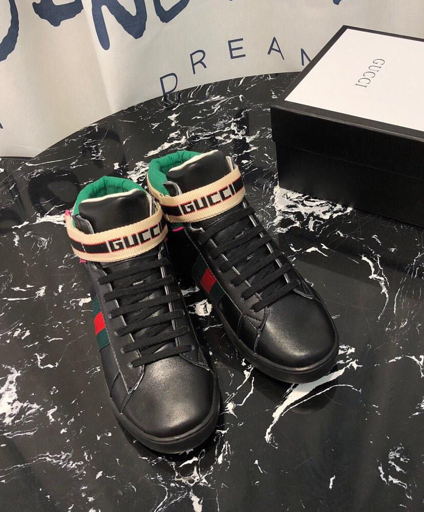 Gucci Unisex stripe Ace high-top sneaker 523472 Black - Image 2