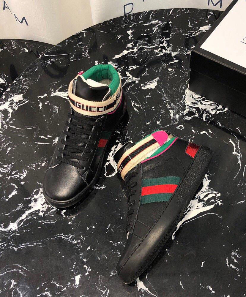 Gucci Unisex stripe Ace high-top sneaker 523472 Black - Image 4