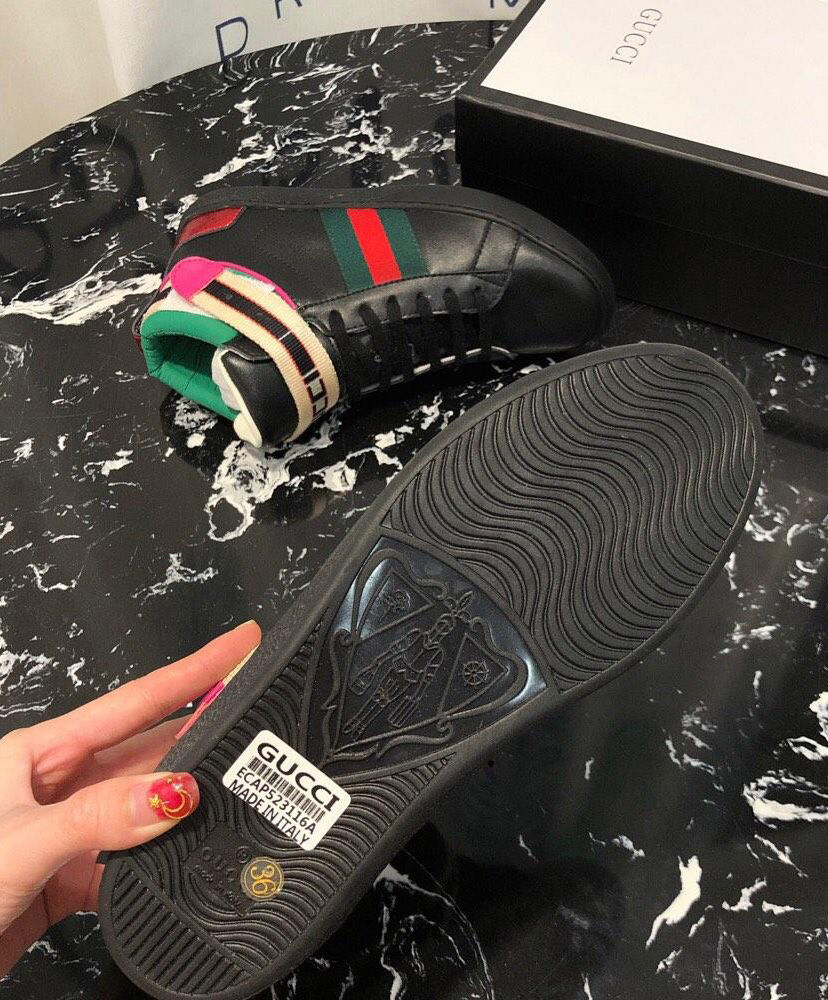 Gucci Unisex stripe Ace high-top sneaker 523472 Black - Image 6