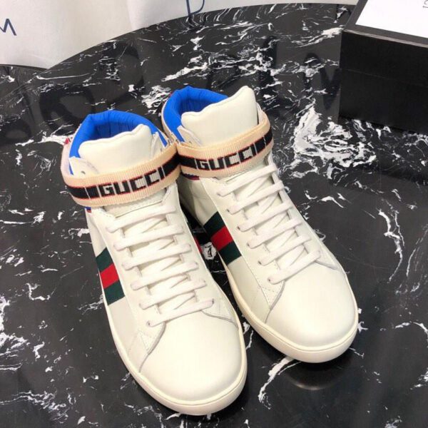 Gucci Unisex stripe Ace high-top sneaker 523472 White