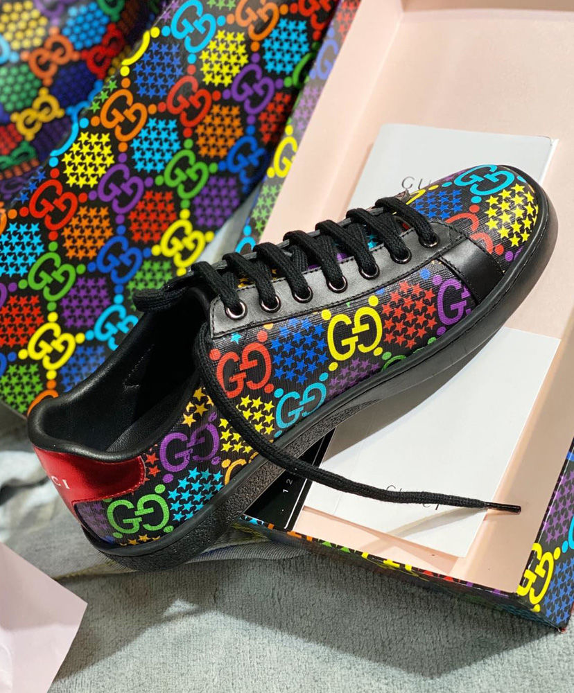 Gucci Unisex GG Psychedelic Ace Sneaker 610086 Black - AlimorLuxury