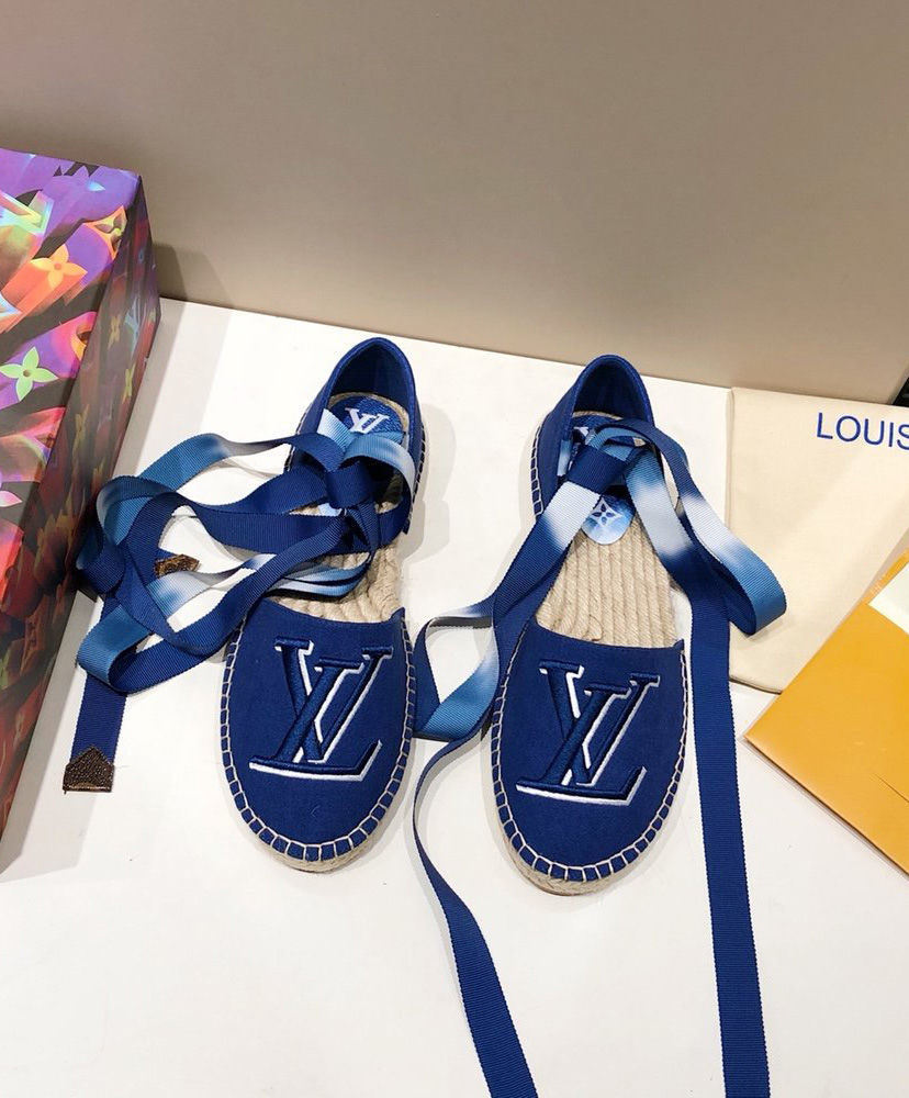 Louis Vuitton 1AABN5 Starboard Flat Espadrille , Blue, 39.5