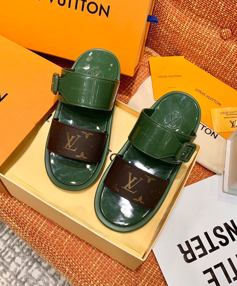 Louis Vuitton Sunbath Flat Mules Green - Replica Bags and Shoes online ...