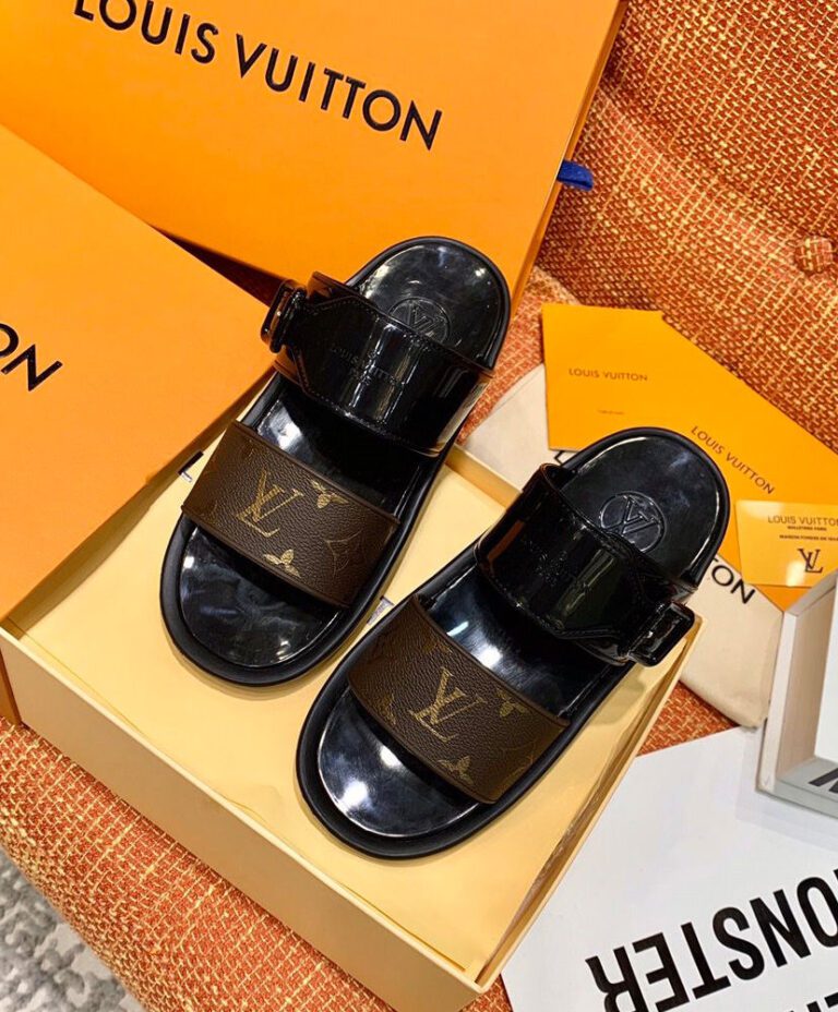 lv sunbath flat mule