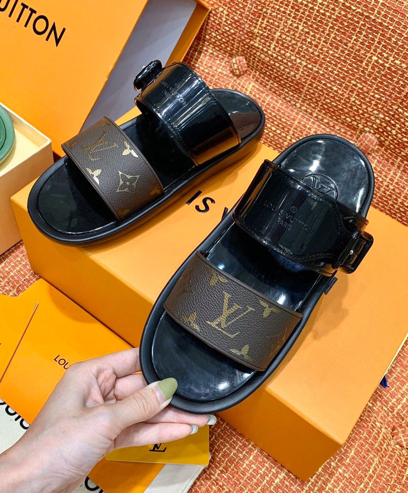 Louis Vuitton Sunbath Flat Mules Black - AlimorLuxury