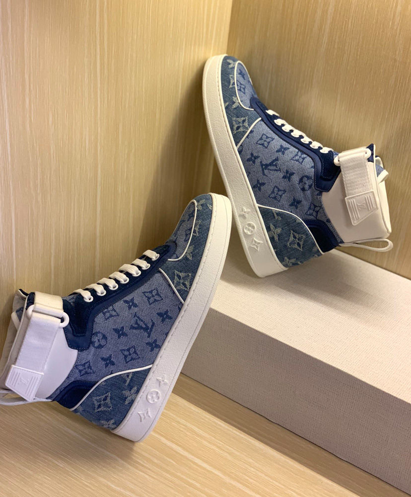 Louis Vuitton Women's Boombox High-Top Sneakers Blue - AlimorLuxury
