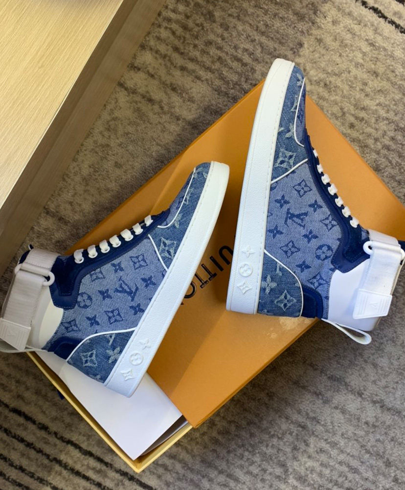 Louis Vuitton Women's Boombox High-Top Sneakers Blue - AlimorLuxury